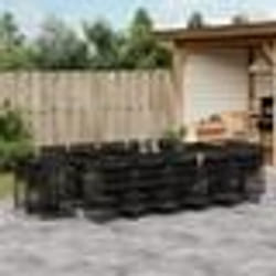 vidaXL Ensemble à manger de jardin 15 pcs coussins noir résine tressée