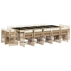 Ensemble À Manger De Jardin Et Coussins 15 Pcs Beige Vidaxl