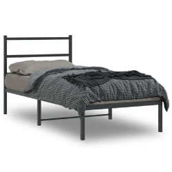 vidaXL Cadre de lit métal sans matelas avec tête de lit noir 90x200 cm