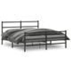 vidaXL Cadre de lit métal sans matelas avec pied de lit noir 150x200cm - 150 x 200 cm