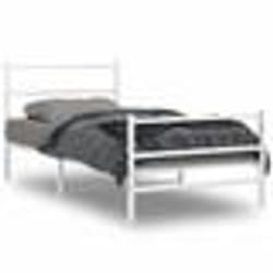 vidaXL Cadre de lit métal sans matelas et pied de lit blanc 100x200 cm - 100 x 200 cm
