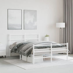 Vidaxl - Cadre de lit métal sans matelas et pied de lit blanc 140x190 cm