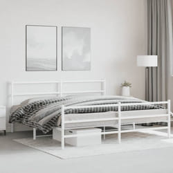 Cadre De Lit Métal Sans Matelas Et Pied De Lit Blanc 193x203 Cm Vidaxl