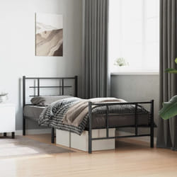 Vidaxl - Cadre de lit métal sans matelas avec pied de lit noir 90x190 cm