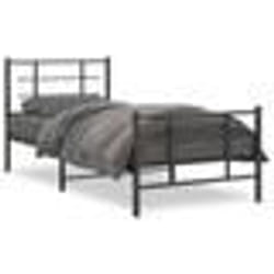 vidaXL Cadre de lit métal sans matelas avec pied de lit noir 90x200 cm - 90 x 200 cm
