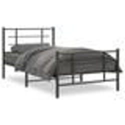 vidaXL Cadre de Lit Métal avec Tête de Lit Pied de Lit Lit Simple avec Sommier à Lattes Lit Adulte avec Pied Chambre 355573