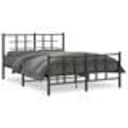 vidaXL Cadre de lit métal sans matelas avec pied de lit noir 135x190cm - 135 x 190 cm