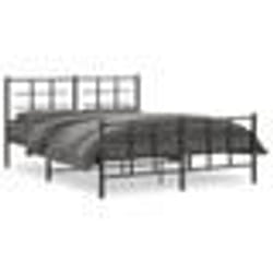 vidaXL Cadre de lit métal sans matelas avec pied de lit noir 150x200cm - 150 x 200 cm