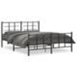 vidaXL Cadre de lit métal sans matelas avec pied de lit noir 160x200cm - 160 x 200 cm