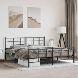 vidaXL Cadre de lit métal sans matelas avec pied de lit noir 183x213cm