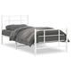 vidaXL Cadre de lit métal sans matelas avec pied de lit blanc 90x190cm - 90 x 190 cm