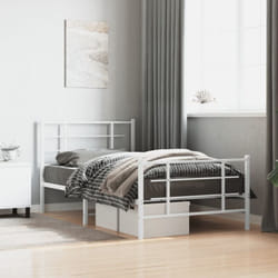Vidaxl - Cadre de lit métal sans matelas et pied de lit blanc 100x190 cm