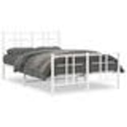 vidaXL Cadre de lit métal sans matelas et pied de lit blanc 120x200 cm - 120 x 200 cm