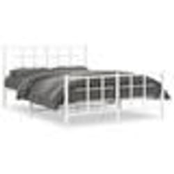 vidaXL Cadre de lit métal sans matelas et pied de lit blanc 135x190 cm - 135 x 190 cm
