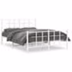 vidaXL Cadre de lit métal sans matelas et pied de lit blanc 140x190 cm - 140 x 190 cm