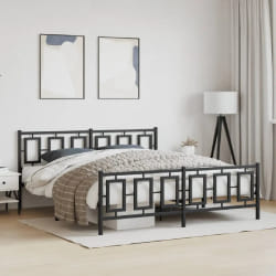 vidaXL Cadre de lit métal sans matelas avec pied de lit noir 183x213cm