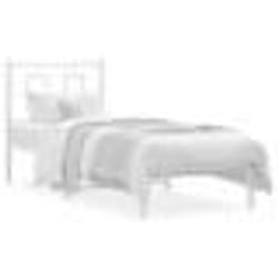vidaXL Cadre de lit métal sans matelas avec tête de lit blanc 80x200cm - 80 x 200 cm
