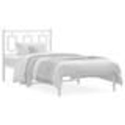 vidaXL Cadre de lit métal sans matelas avec tête de lit blanc 90x200cm - 90 x 200 cm