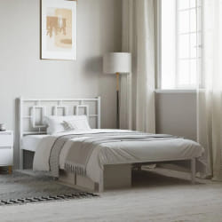 vidaXL Cadre de lit métal sans matelas et tête de lit blanc 107x203 cm
