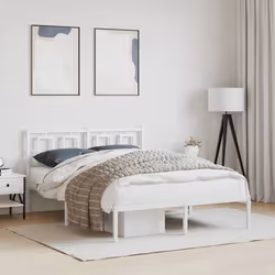 vidaXL Cadre de lit métal sans matelas et tête de lit blanc 135x190 cm - 135 x 190 cm