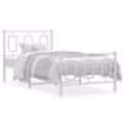 vidaXL Cadre de lit métal sans matelas avec pied de lit blanc 90x190cm - 90 x 190 cm