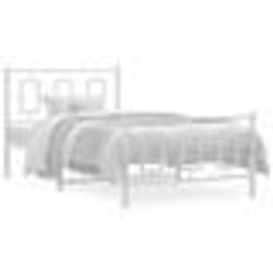 vidaXL Cadre de lit métal sans matelas et pied de lit blanc 100x200 cm - 100 x 200 cm
