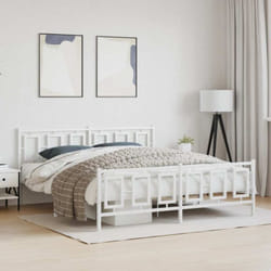 Cadre De Lit Métal Sans Matelas Et Pied De Lit Blanc 183x213 Cm Vidaxl