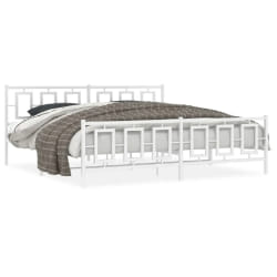 vidaXL Cadre de lit métal sans matelas et pied de lit blanc 193x203 cm