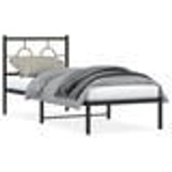 vidaXL Cadre de lit métal sans matelas avec tête de lit noir 80x200 cm - 80 x 200 cm