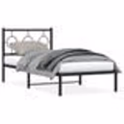 vidaXL Cadre de lit métal sans matelas avec tête de lit noir 90x190 cm - 90 x 190 cm