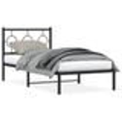 vidaXL Cadre de lit métal sans matelas avec tête de lit noir 90x190 cm - 90 x 190 cm