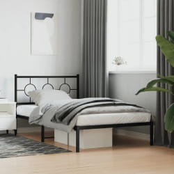 vidaXL Cadre de lit métal sans matelas avec tête de lit noir 107x203cm