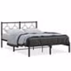 vidaXL Cadre de lit métal sans matelas avec tête de lit noir 135x190cm - 135 x 190 cm