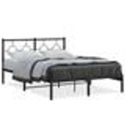 vidaXL Cadre de lit métal sans matelas avec tête de lit noir 135x190cm - 135 x 190 cm