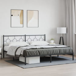 Cadre De Lit Métal Sans Matelas Avec Tête De Lit Noir 193x203cm Vidaxl