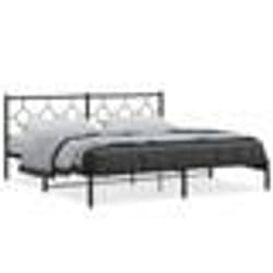 vidaXL Cadre de lit métal sans matelas avec tête de lit noir 200x200cm - 200 x 200 cm