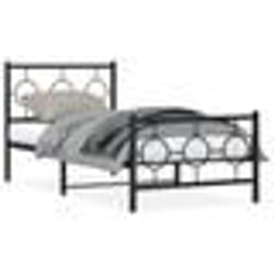 vidaXL Cadre de lit métal sans matelas avec pied de lit noir 90x190 cm - 90 x 190 cm