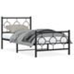 vidaXL Cadre de lit métal sans matelas avec pied de lit noir 90x200 cm - 90 x 200 cm