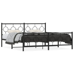 vidaXL Cadre de lit métal sans matelas avec pied de lit noir 183x213cm