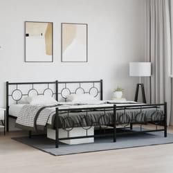 Cadre De Lit Métal Sans Matelas Avec Pied De Lit Noir 193x203cm Vidaxl