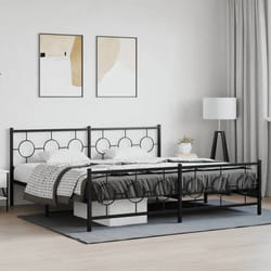 vidaXL Cadre de lit métal sans matelas avec pied de lit noir 200x200cm - 200 x 200 cm