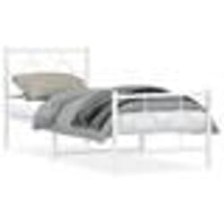 vidaXL Cadre de lit métal sans matelas avec pied de lit blanc 80x200cm - 80 x 200 cm