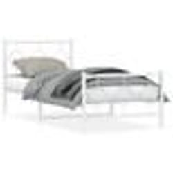 vidaXL Cadre de lit métal sans matelas avec pied de lit blanc 90x200cm - 90 x 200 cm