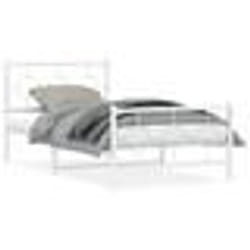 vidaXL Cadre de lit métal sans matelas et pied de lit blanc 100x200 cm - 100 x 200 cm