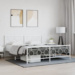 Vidaxl - Cadre de lit métal sans matelas et pied de lit blanc 180x200 cm