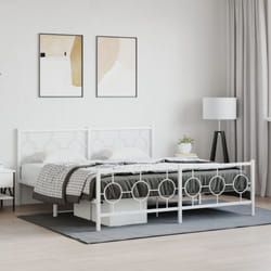 Cadre De Lit Métal Sans Matelas Et Pied De Lit Blanc 183x213 Cm Vidaxl