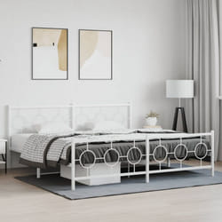 Cadre De Lit Métal Sans Matelas Et Pied De Lit Blanc 193x203 Cm Vidaxl