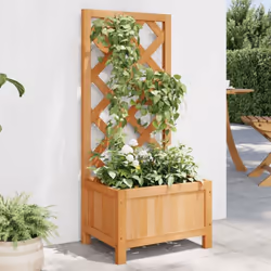 Description générale Cette jardinière en bois avec treillis est un excellent choix pour les plantes grimpantes dans votre jar ...