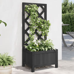 Vidaxl - Jardinière avec treillis noir bois massif de sapin