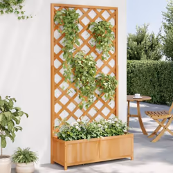 Description générale Cette jardinière en bois avec treillis est idéale pour les plantes grimpantes dans votre jardin, sur vot ...